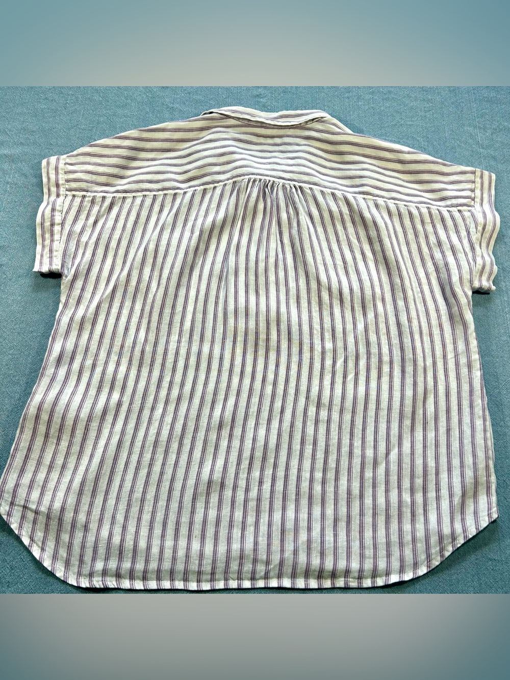 Lauren Ralph Lauren Linen White Top with Purple Stripes - Picture 8 of 10